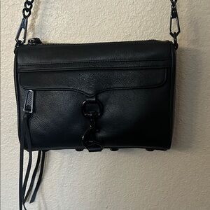 Rebecca Minkoff Black Leather MAC mini Crossbody Bag